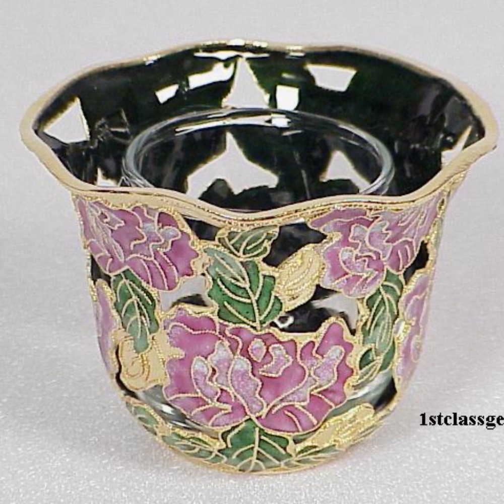 FINAL SALE PRICE NYCO International Cut-Out Cloisonne Votive Candle Holder
